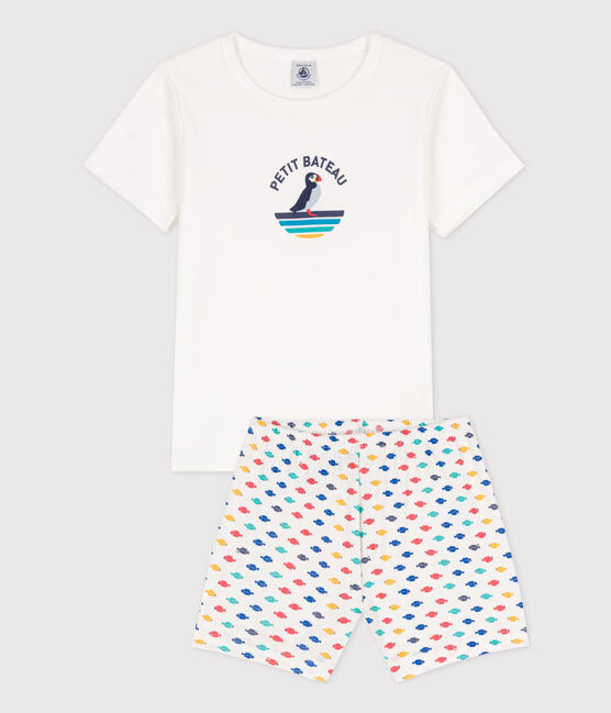 Pyjacourt animaux marins en coton petit garçon blanc MARSHMALLOW/blanc MULTICO