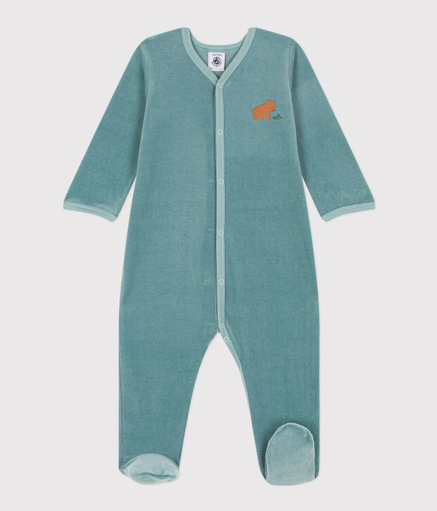 Pyjama b&eacute;b&eacute; ours en velours vert
