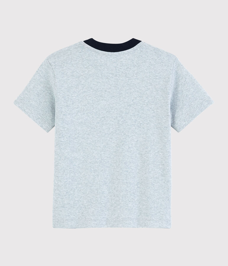 Tee-shirt manches courtes en coton enfant gar&ccedil;on gris POUSSIERE CHINE