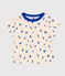 T-shirt bébé en coton à manches courtes, imprimé bateaux bleu AVALANCHE/blanc PERSE