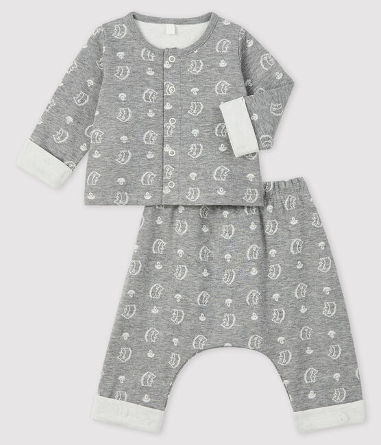 Ensemble 2 pièces jacquard bébé en tubique gris SUBWAY/blanc MARSHMALLOW