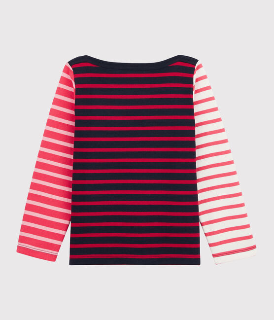Marinière upcycling enfant fille rose CHEEK/blanc MULTICO