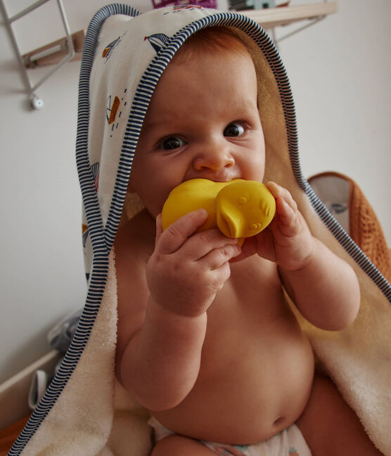 Carré de bain et gant bébé imprimé marin blanc MARSHMALLOW/bleu MEDIEVAL/ MULTICO