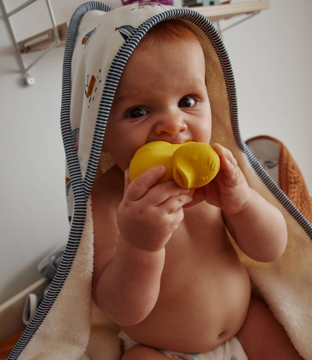 Carr&eacute; de bain et gant b&eacute;b&eacute; imprim&eacute; marin blanc/bleu/multicouleur