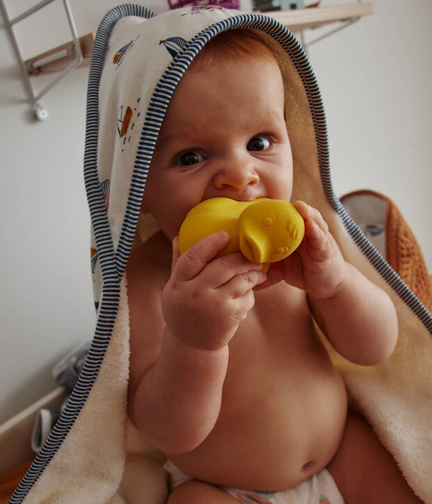 Carr&eacute; de bain et gant b&eacute;b&eacute; imprim&eacute; marin blanc/bleu/multicouleur