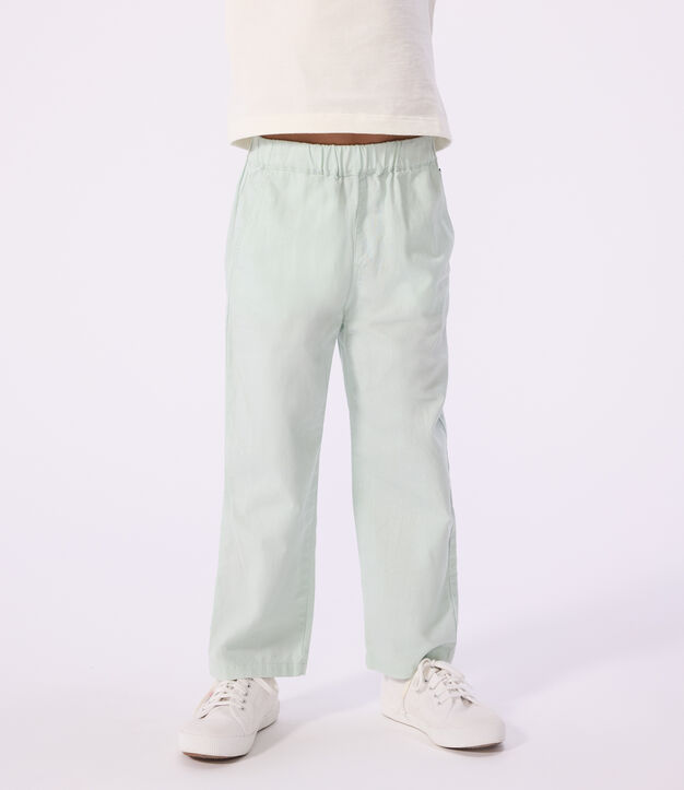 Pantalon enfant en coton lin vert clair