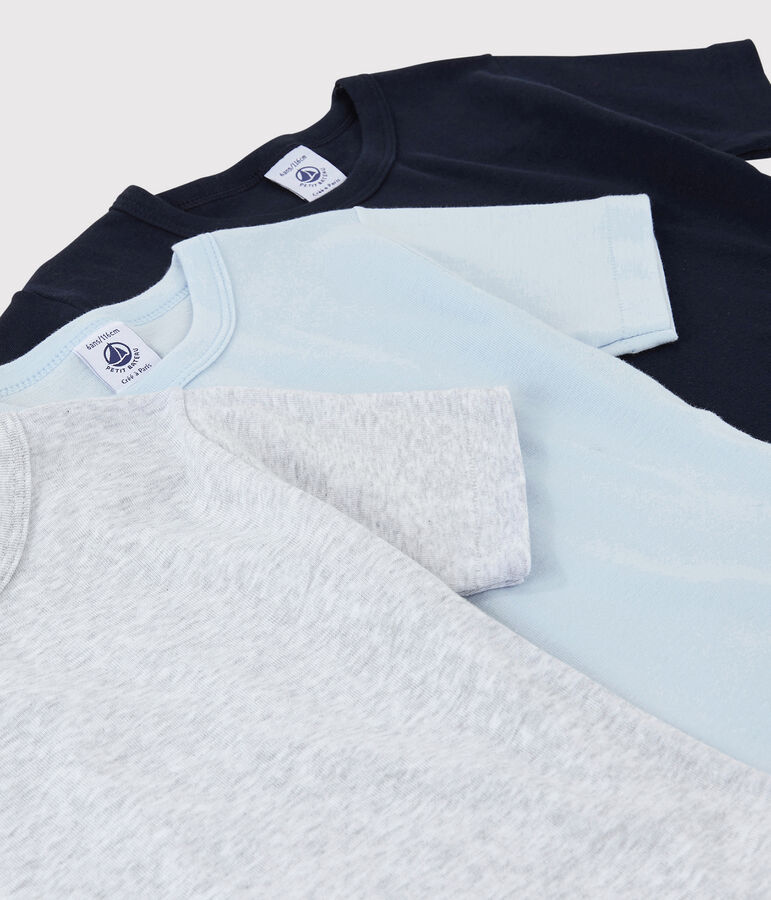 Lot de 3 tee-shirts manches courtes unis petit gar&ccedil;on en coton biologique multicouleur