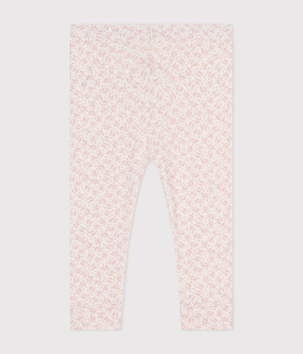 Legging en coton imprim&eacute; b&eacute;b&eacute; blanc/rose