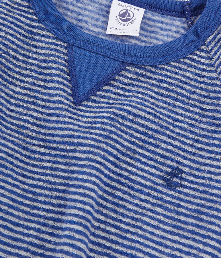 Pyjama petit gar&ccedil;on en bouclette &eacute;ponge gratt&eacute;e extra chaude bleu/gris