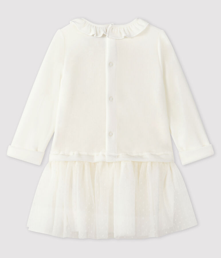Robe manches longues b&eacute;b&eacute; fille blanc MARSHMALLOW