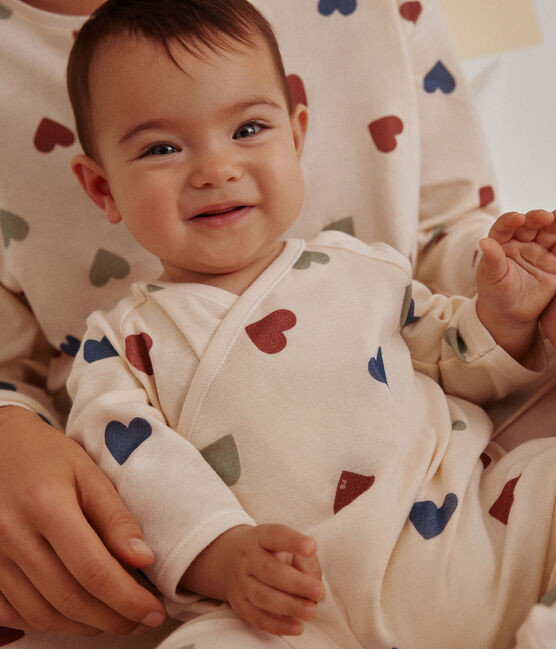 Pyjama bébé cœurs en coton blanc AVALANCHE/ MULTICO