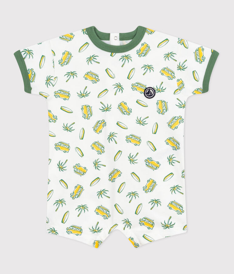 Combicourte b&eacute;b&eacute; en coton manches courtes, imprim&eacute;e surf blanc MARSHMALLOW/blanc MULTICO