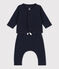 Ensemble 2 pièces bébé matelassé en coton bleu SMOKING