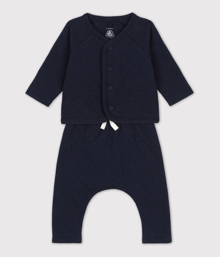 Ensemble 2 pi&egrave;ces b&eacute;b&eacute; matelass&eacute; en coton bleu SMOKING