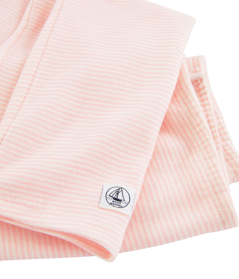 Legging enfant en laine et coton rose CHARME/blanc MARSHMALLOW