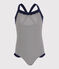 Maillot de bain enfant fille bleu ABYSSE/blanc LAIT