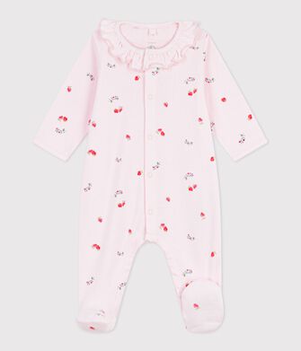 Pyjama b&eacute;b&eacute; en coton &agrave; col fleuri