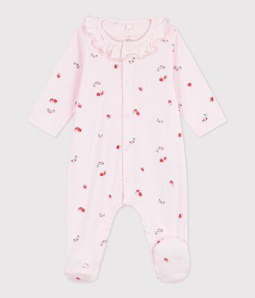 Pyjama bébé en coton à col fleuri
