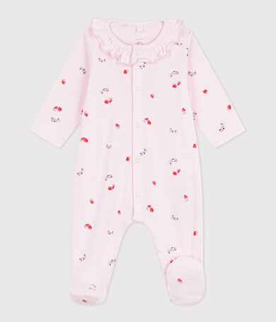 Pyjama b&eacute;b&eacute; en coton &agrave; col fleuri