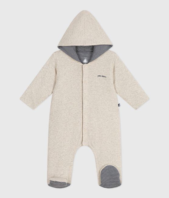 Combinaison ouatinée bébé à capuche et pieds, unie beige MONTELIMAR CHINE