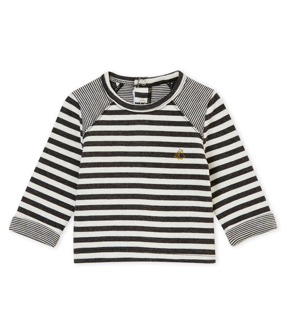 tee-shirt rayé bébé garçon noir CITY/blanc MARSHMALLOW