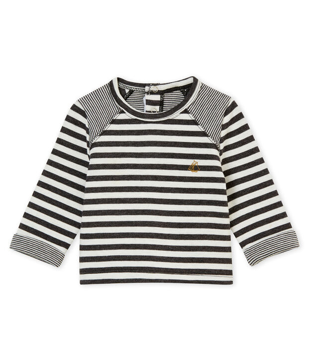 tee-shirt ray&eacute; b&eacute;b&eacute; gar&ccedil;on gris/blanc