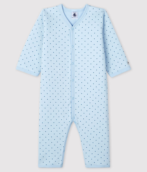 Dors-bien sans pieds b&eacute;b&eacute; gar&ccedil;on en c&ocirc;te ouatin&eacute;e bleu/vert
