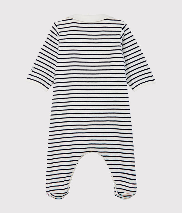 Bodyjama zipp&eacute; b&eacute;b&eacute; en c&ocirc;te blanc/bleu