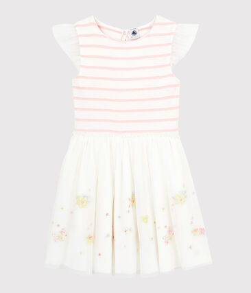 PETIT BATEAU - Robe cérémonie en coton et tulle enfant fille