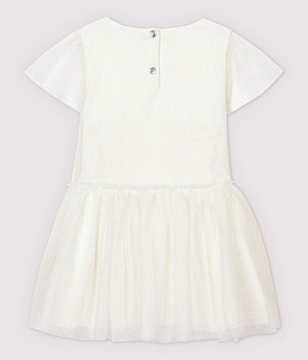 Robe c&eacute;r&eacute;monie en tulle enfant fille blanc/gris