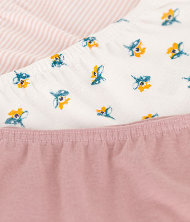 Lot de 3 shorties fleur en coton petite fille multicouleur