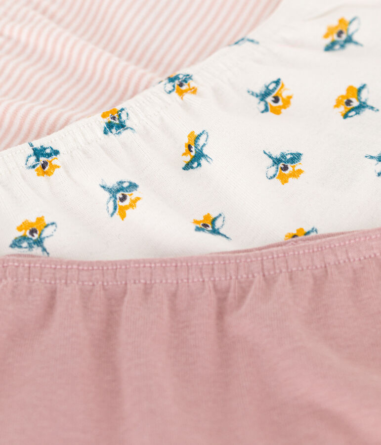 Lot de 3 shorties fleur en coton petite fille multicouleur