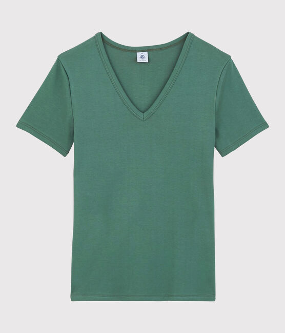 T-shirt col V iconique en coton Femme vert VALLEE