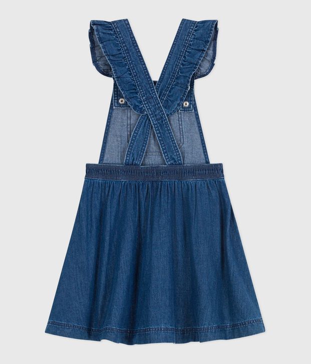Robe enfant salopette en denim bleu