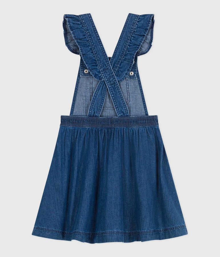 Robe enfant salopette en denim bleu DENIM MOYEN