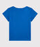 T-shirt manches courtes en coton bio enfant fille bleu DELFT