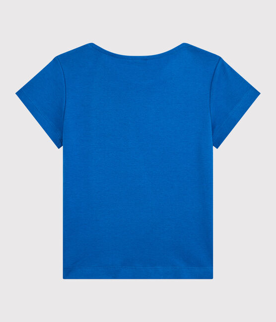 T-shirt manches courtes en coton bio enfant fille bleu DELFT