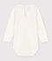 Body manches longues bébé à collerette en coton blanc MARSHMALLOW