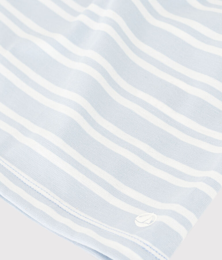 Robe ray&eacute;e manches courtes en coton enfant fille GOMME/ MARSHMALLOW