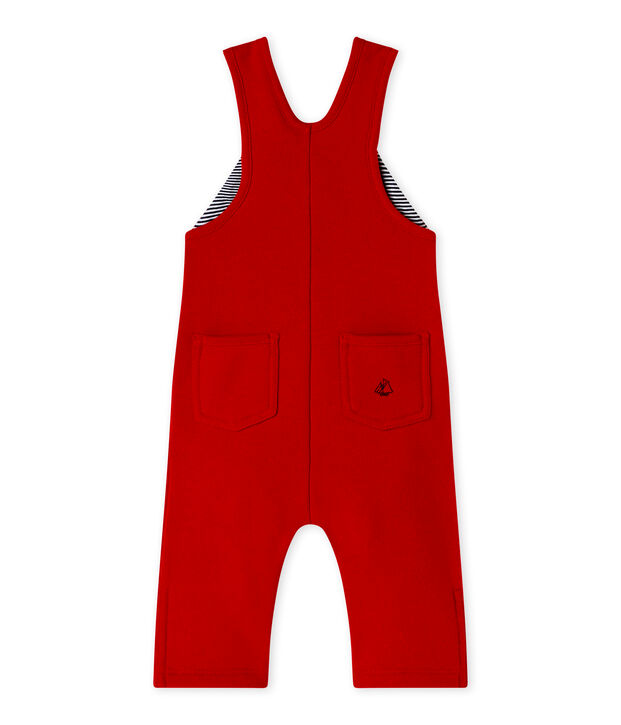 Salopette b&eacute;b&eacute; gar&ccedil;on en molleton rouge