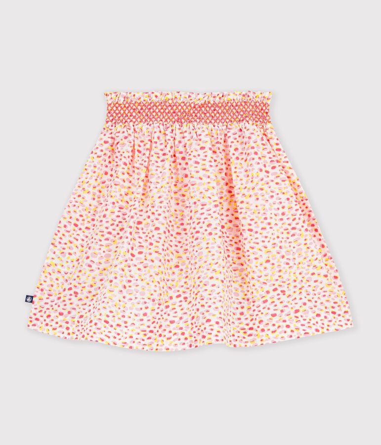 Jupe enfant courte en coton imprim&eacute;e blanc/multicouleur