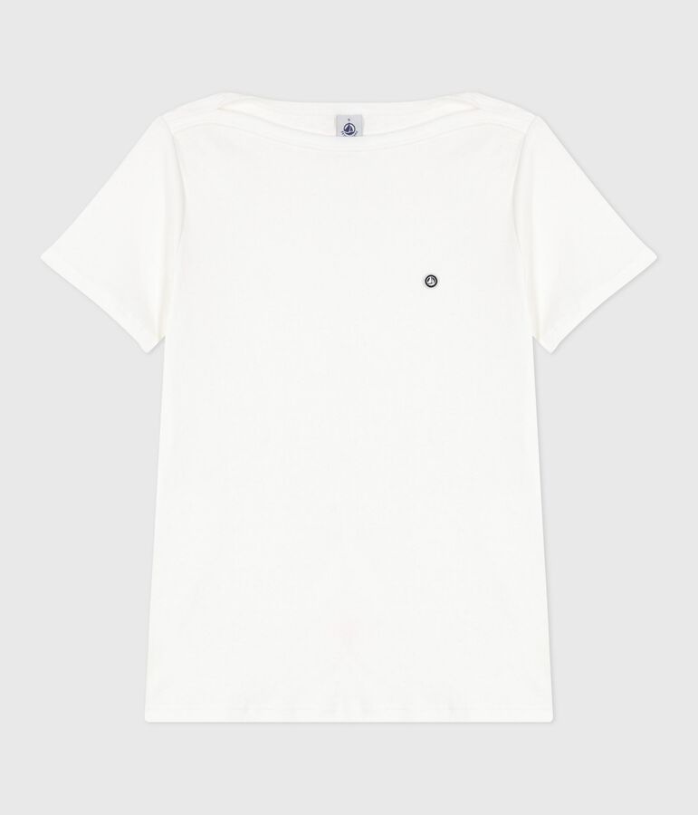 Tee-shirt Femme Iconique col amiral en coton blanc ECUME