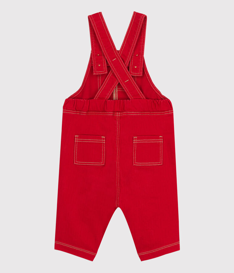 Salopette longue b&eacute;b&eacute; en denim rouge