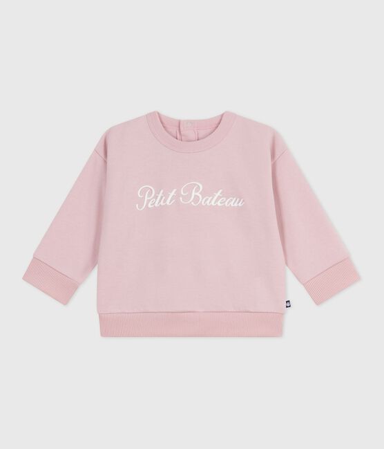 Sweatshirt bébé en coton brodé Petit Bateau rose JOLI