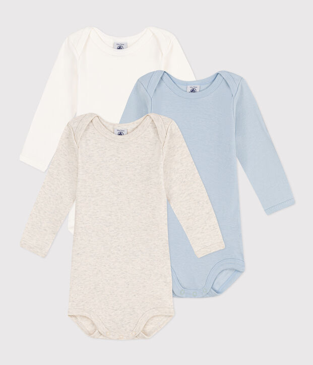 Lot de 3 bodies manches longues unis en coton multicouleur