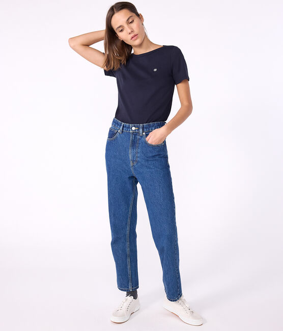 Tee-shirt Femme Iconique col amiral en coton  bleu SMOKING