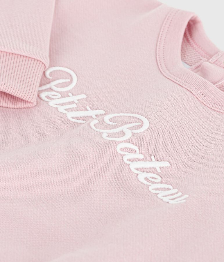 Sweatshirt b&eacute;b&eacute; en coton brod&eacute; Petit Bateau rose JOLI