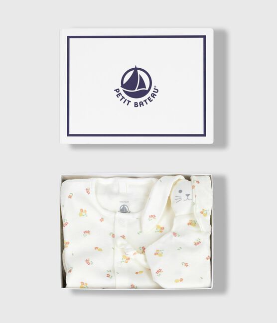 Coffret cadeau naissance en coton imprimé fleuri variante 1