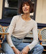 Tee-shirt manches longues col tunisien en côte désaiguillée unie uni femme