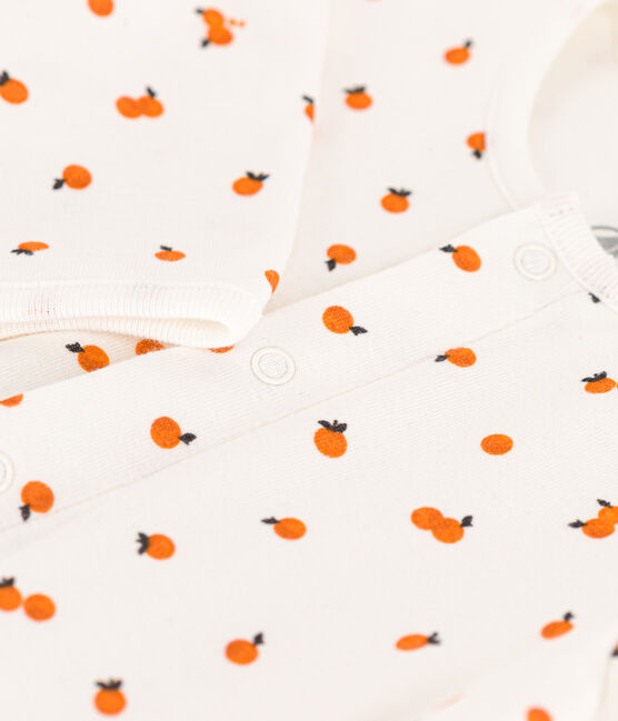 Bodyjama imprimés en coton blanc MARSHMALLOW/ ORANGE